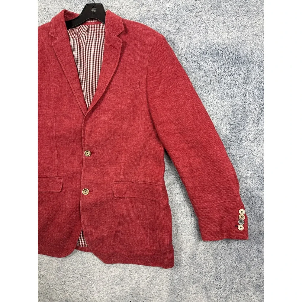 Sand Copenhagen Sherman Red Linen Blazer Sport Coat Mens Size 48 100% Linen 6669